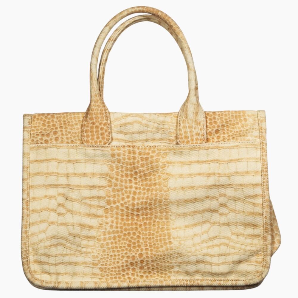 Vince Camuto Snakeprint Tote Bag Cream Medium Desert Boho Western Style